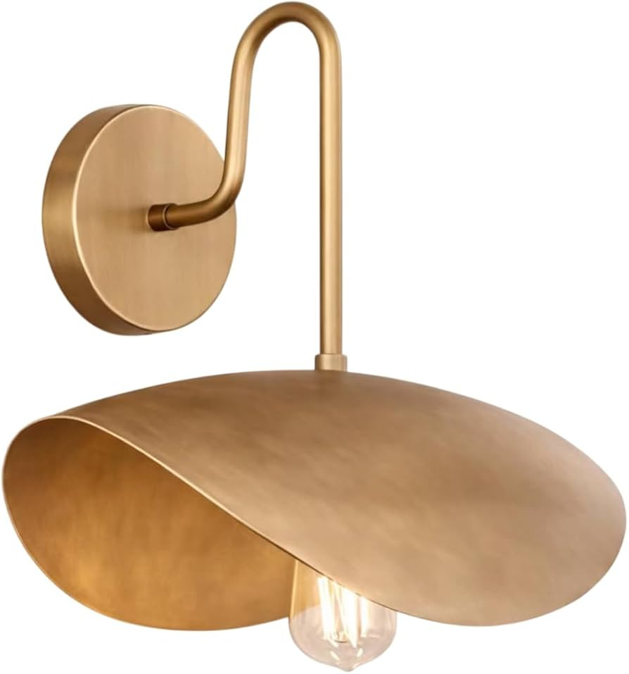 Modern Brass Wall Sconce Minimalist Gold Wall Light, Mid Century Metal Wall Lamp for Bedroom, Liv... | Amazon (US)