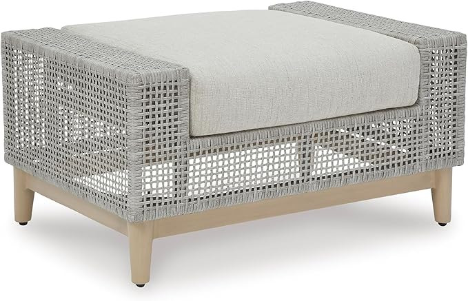 Signature Design by Ashley Seton Creek Casual Nuvella Weather Resistant Fabric Outdoor Ottoman wi... | Amazon (US)