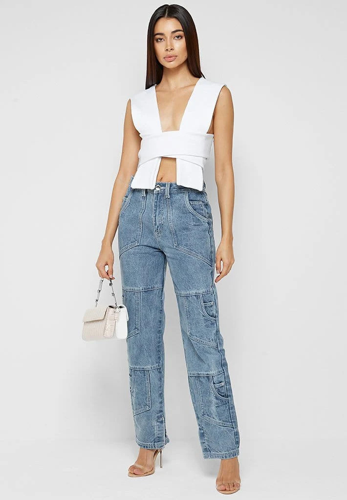 Multi-way Ribbed Crop Top - Off White | Maniere De Voir