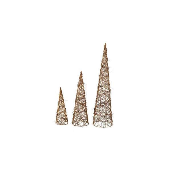 Rimmer 3 Piece Vine Cone Shaped Decorative Trees Set | Wayfair North America