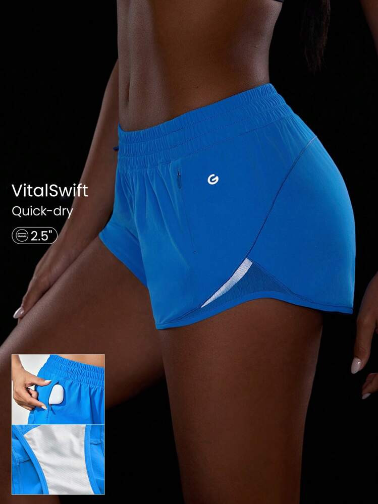 GLOWMODE 2.5" Stay Cool Quick-Dry Lightweight Zipper Pockets Reflective Strips Low Waist Active Running Shorts With Built-In Deodorant Underwear Jogging Training Gym Workout Wear | SHEIN