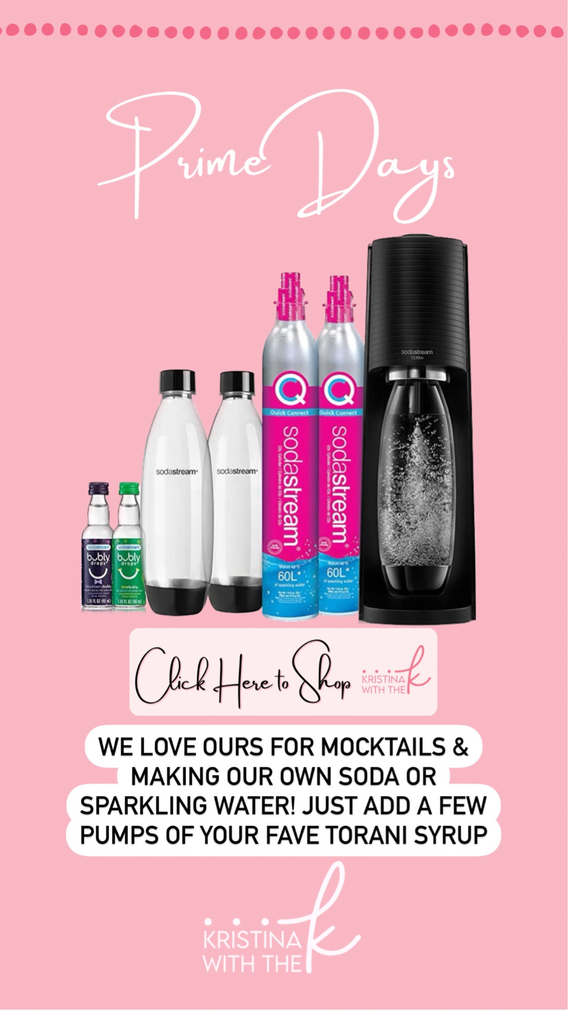 Soda stream on sale! Must have for mocktails 

#LTKxPrimeDay #LTKsalealert #LTKhome