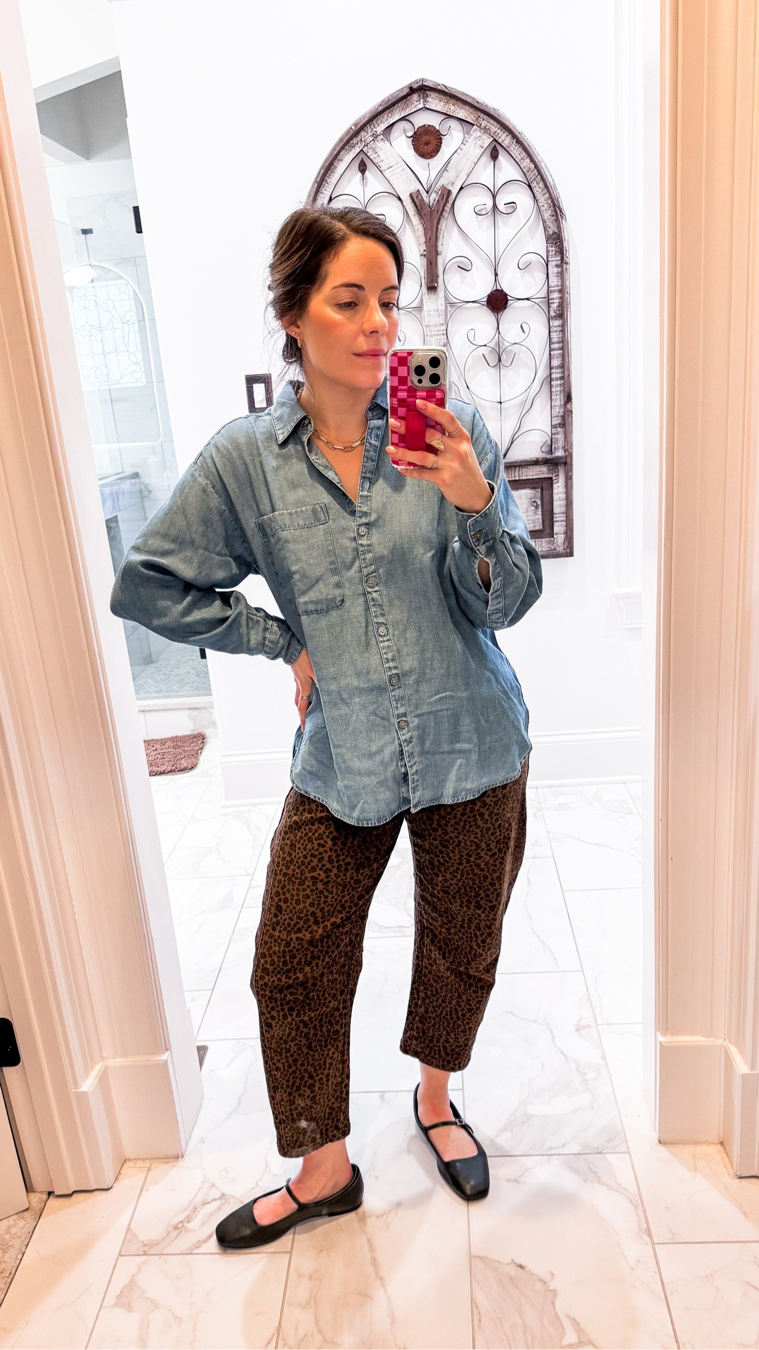 Option 1:
 Oversized denim top Loft (XS)
Barrel Jeans Amazon (5’4) TTS
Ballet Flats TTS

#LTKFindsUnder50 #LTKSaleAlert #LTKPetite