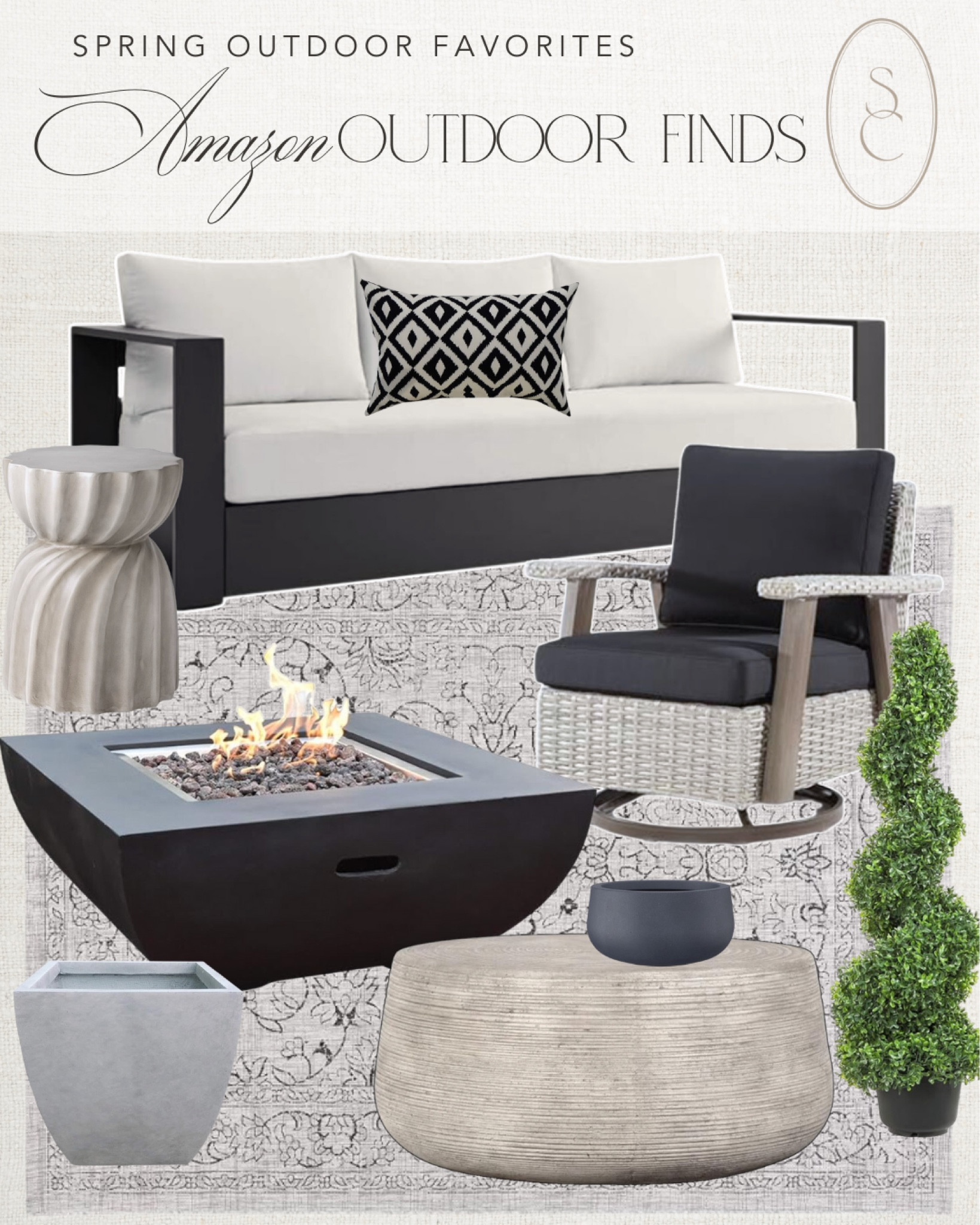 Amazon outdoor finds include outdoor accent chair, outdoor sofa, fire pit, side table, outdoor planter, outdoor area rug, outdoor coffee table, outdoor pillow.

Home decor, home accents, outdoor home decor, outdoor finds, outdoor entertainment 

#LTKSeasonal #LTKstyletip #LTKhome