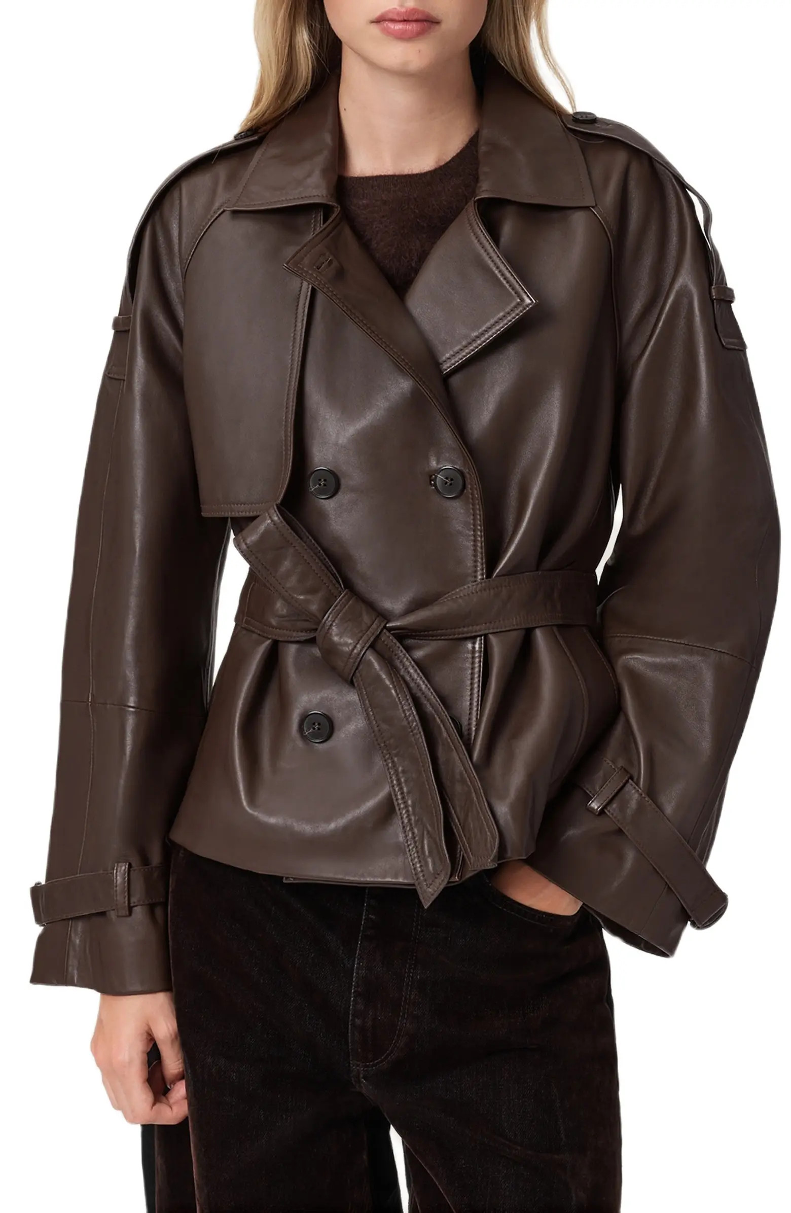 AllSaints Reed Leather Trench Jacket | Nordstrom | Nordstrom