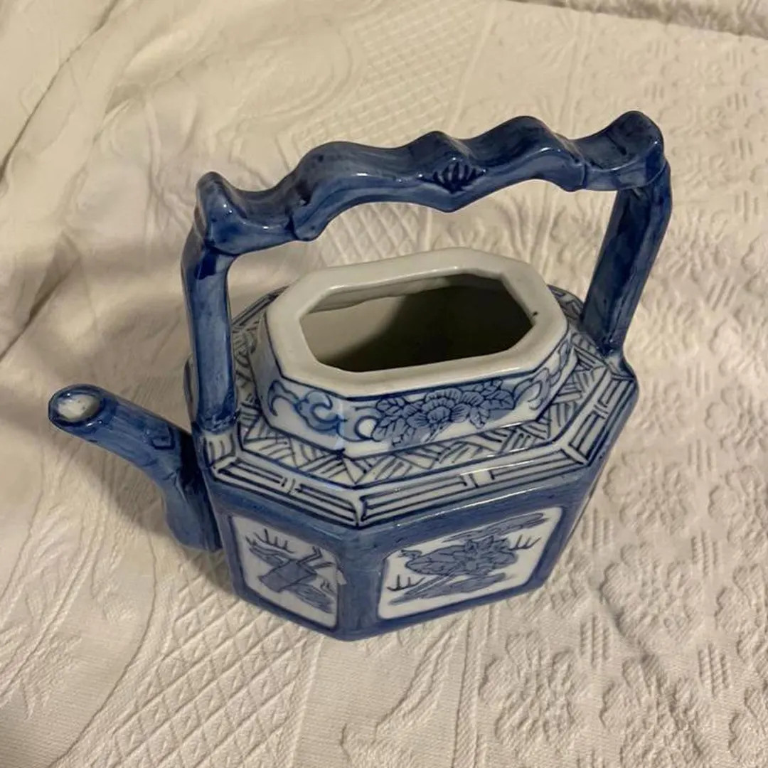 Cobalt Blue and White Porcelain Chinese Teapot With Blue Handle, No Lid or Top, Teapot Planter or... | Etsy (US)