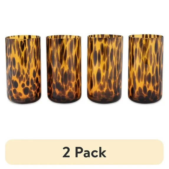(2 pack) Thyme & Table 4-Pack 20oz Tortoise Brown Drinking Glass Set | Walmart (US)