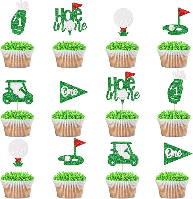 Little Man Golf 1st Birthday Cupcake Toppers, 24 Pcs, Multicolored, Golf Themed, 1st Birthday Par... | Amazon (US)
