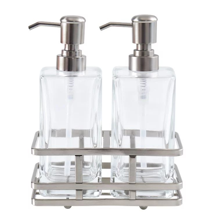 Better Homes & Gardens Clear Lotion Pump 2-Piece Set with Brushed Nickel Caddy - Walmart.com | Walmart (US)