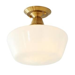 aiwen Modern 1-Light Simple Dome Semi Flush Mount Farmhouse Ceiling Ceiling lighting with Clear G... | The Home Depot