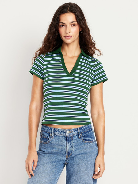 Short-Sleeve Cropped Polo | Old Navy (US)