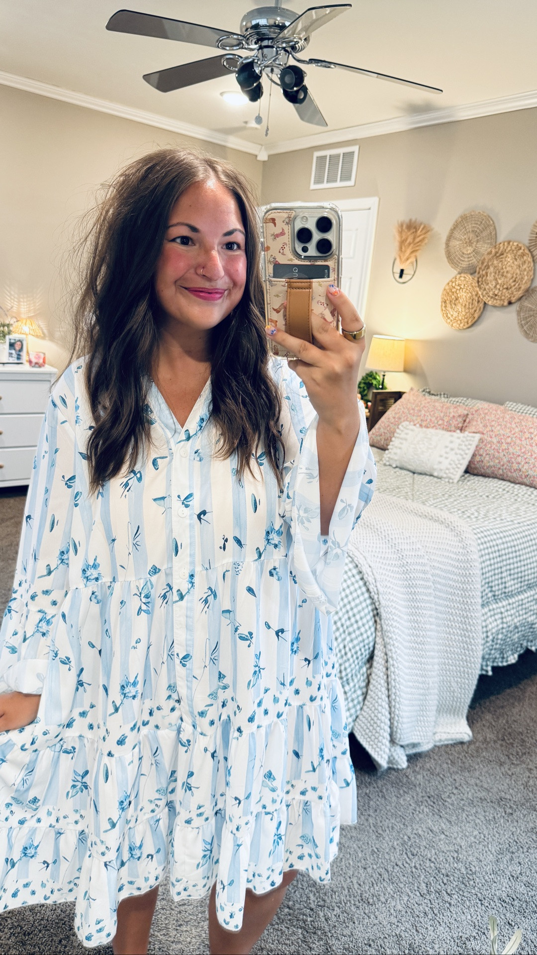 the kind of dress you can just throw on & instantly look put together ✨ flowy, comfy, & giving the cutest boho summer vibes ☀️🤍 this blue print would be darling for a baby shower for a boy 💙 but there’s a bunch of other colors + print options! 

 #LTKootd #LTKMidsize #LTKWorkwear