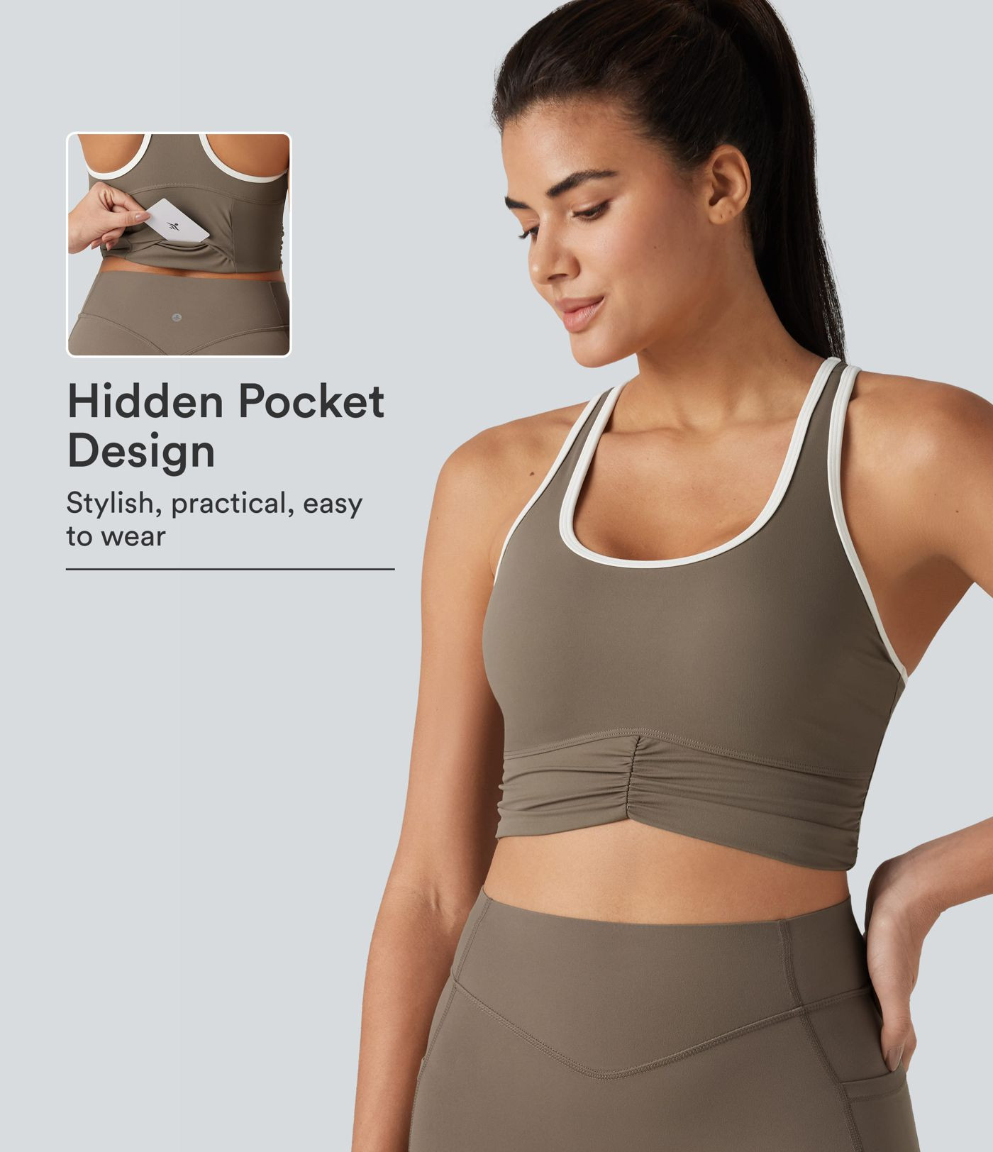 Women\u2019s Halara UltraSculpt\u2122 U-Neck Racerback Color Block Built-in Bra Yoga Tank Top wit... | HALARA