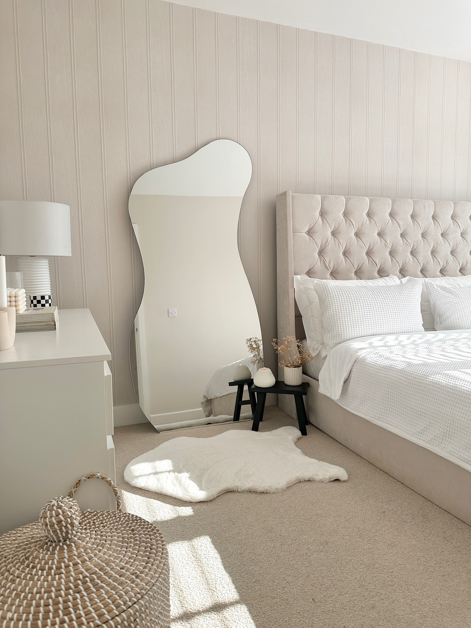 Neutral Bedroom inspo pond mirror 
#homeinspo #mirror #neutralhome #inspo #beigehome 

#LTKsale #LTKhome #LTKstyletip