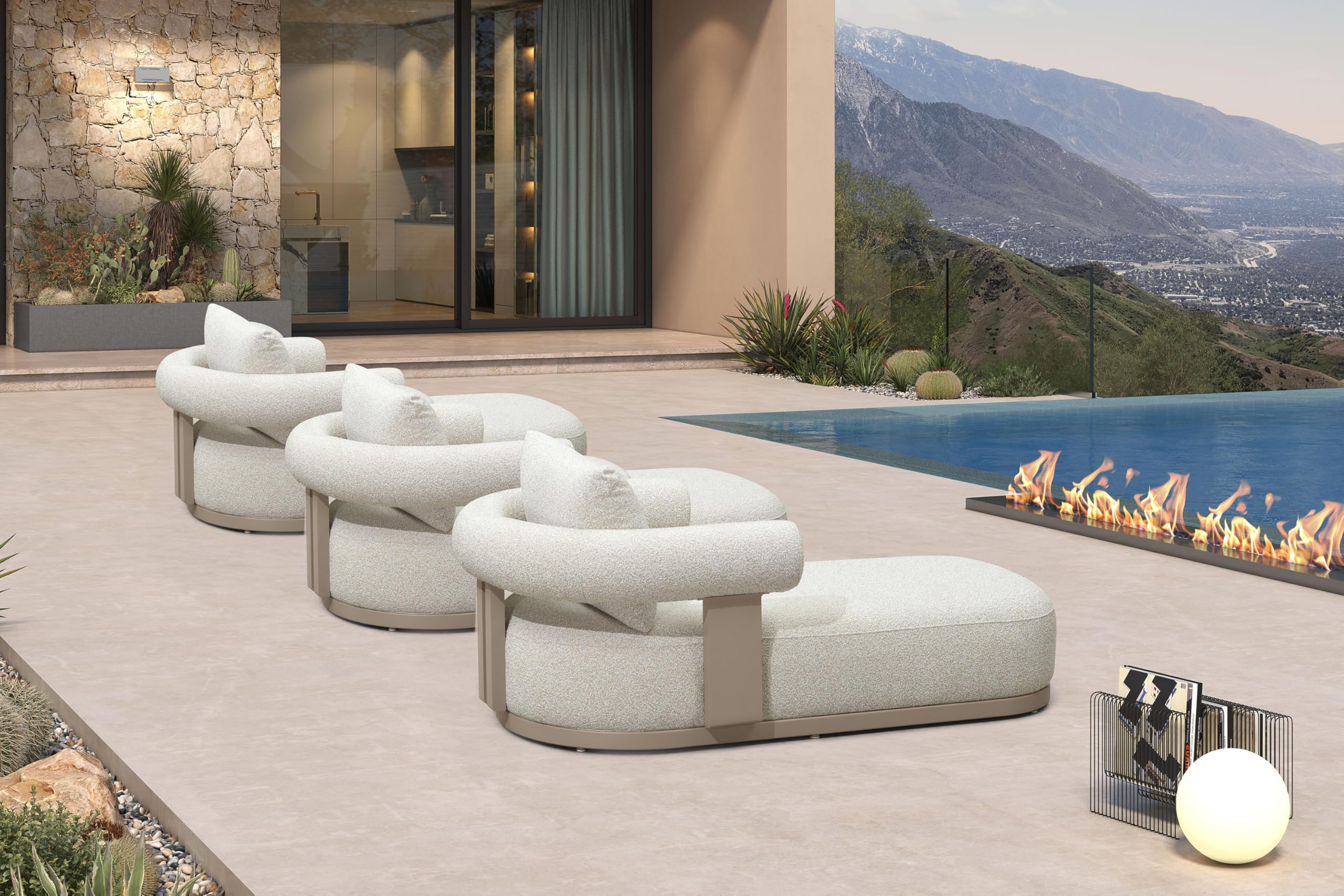 PURPLE LEAF Outdoor Chaise Lounge Chairs Set of 3 Modern Luxury Aluminum Lounger Daybed with Olef... | Amazon (US)