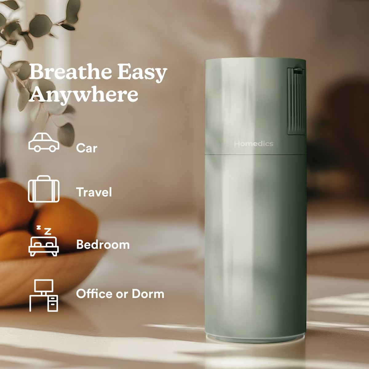 Homedics Portable Ultrasonic Humidifier with Night-Light and Aromatherapy | Target