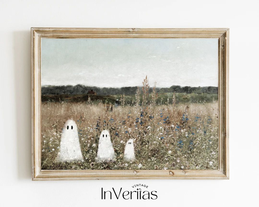 Ghost Family Vintage Landscape Painting | Farmhouse Halloween Decor | Special Halloween Edition |... | Etsy (US)