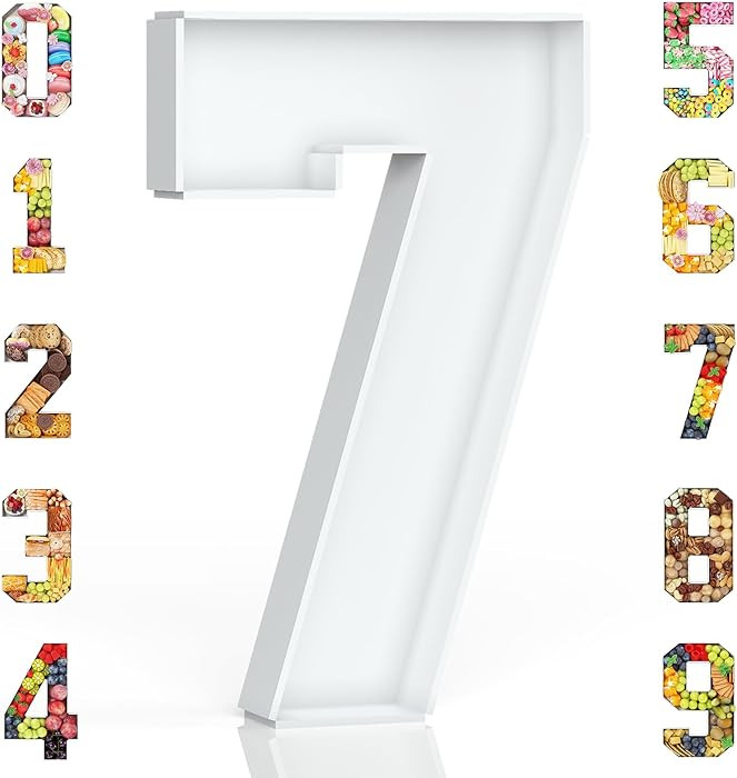 Cardboard Number for Charcuterie, 13.7" Cardboard Number 7 Fillable Number for Food Paper Mache N... | Amazon (US)
