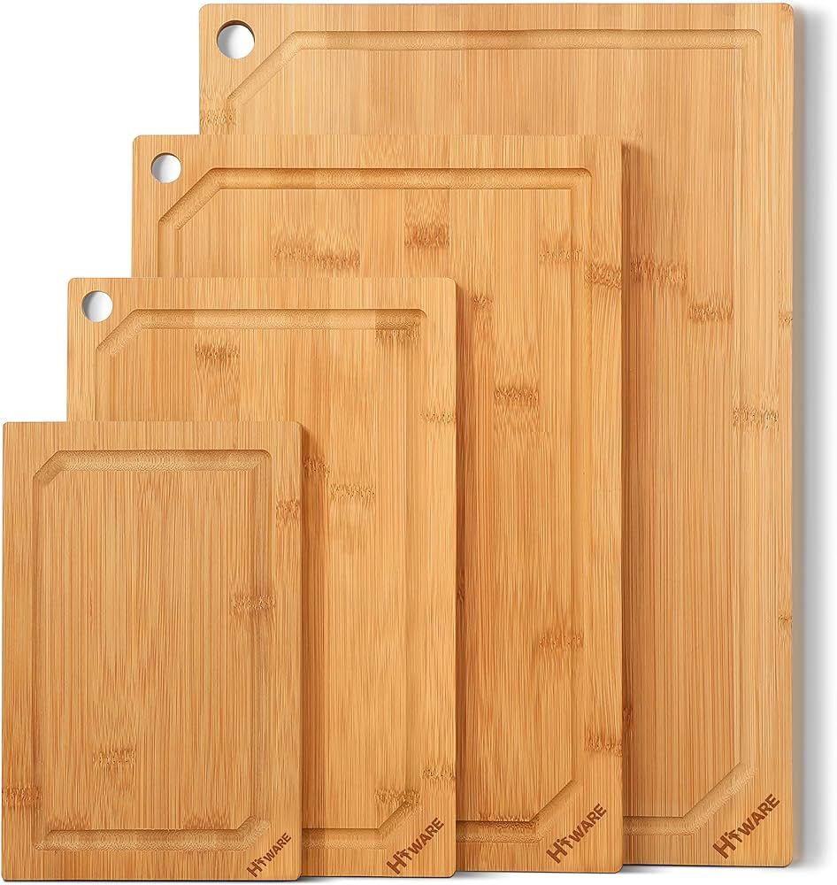 Hiware 4-Piece Bamboo Cutting Boards Set for Kitchen, Heavy Duty Cutting Board with Juice Groove,... | Amazon (US)