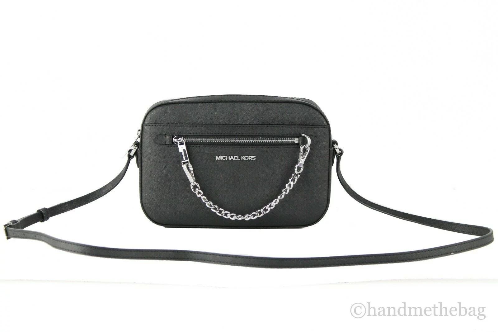 Michael Kors Jet Set Item Large East West Saffiano Leather Zip Chain Crossbody Handbag (Black Sol... | Walmart (US)