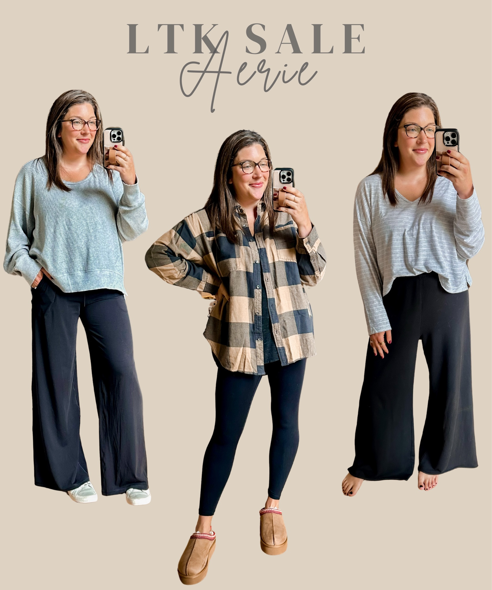 My Aerie order is all an additional 20% off with the LTK sale!

I’m 5’7 180lbs typically a L/XL, 14
I ordered everything in a large, regular length.
Everything fit perfectly oversized but still tts.

Postpartum and nursing friendly/stretchy necklines or button down and stretchy in the waistband pants.

#LTKMidsize #LTKSaleAlert #LTKFallSale