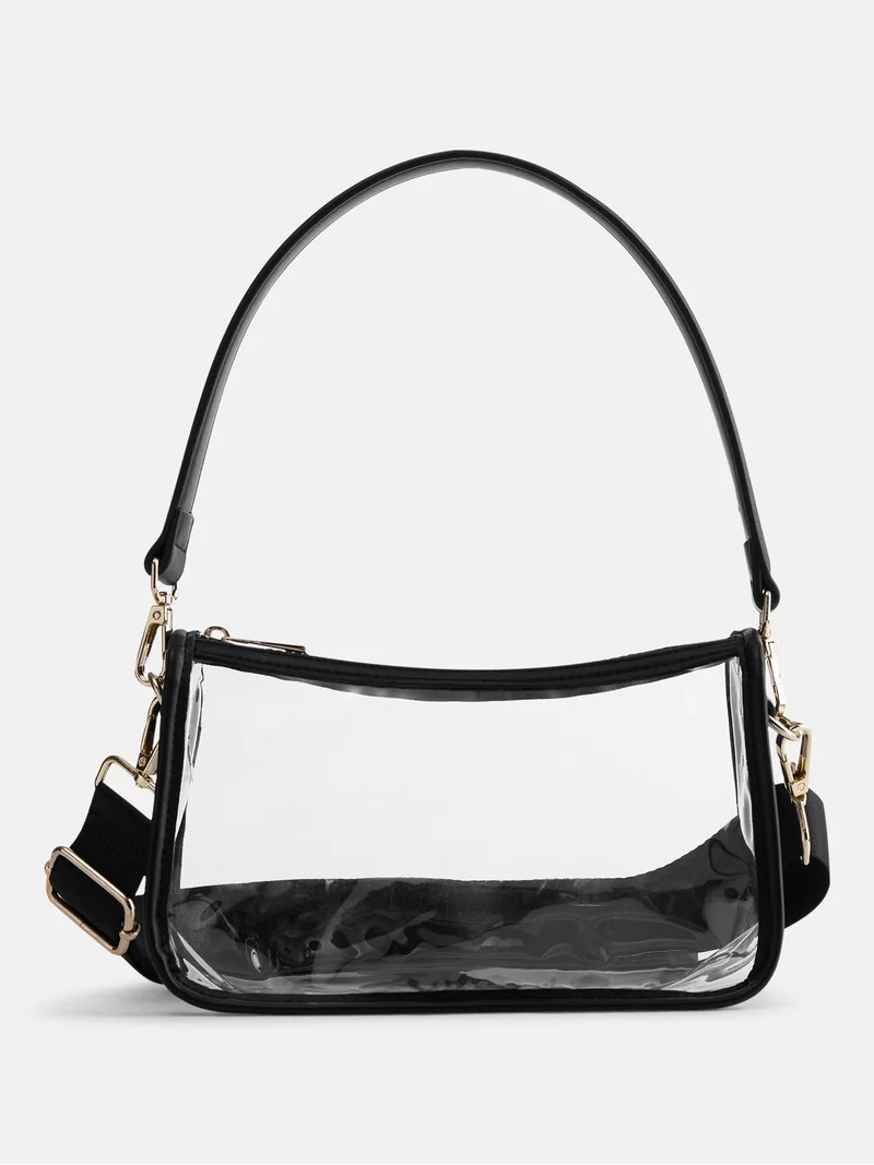 No Boundaries Women's Game Day Clear Mini Shoulder Bag, Black | Walmart (US)
