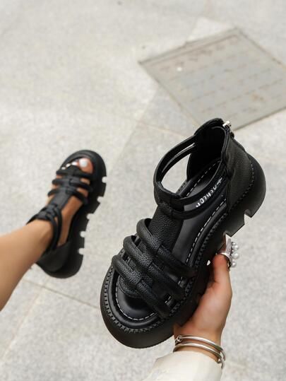 Women Zip Back Gladiator Sandals, Vacation Summer Flatform Sandals | SHEIN