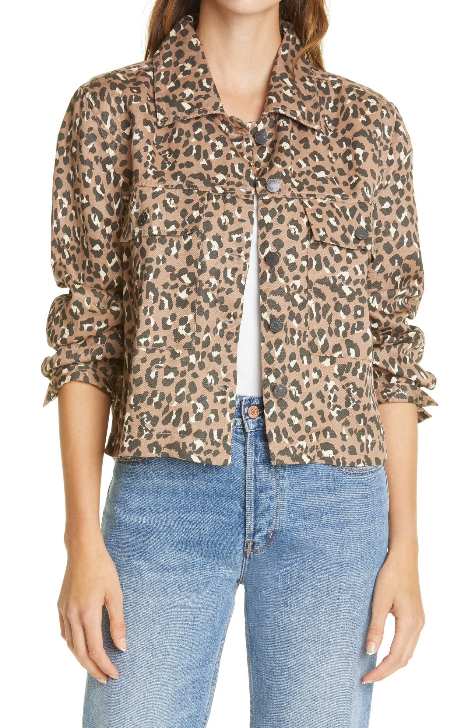Steffi Animal Print Crop Shirt Jacket | Nordstrom