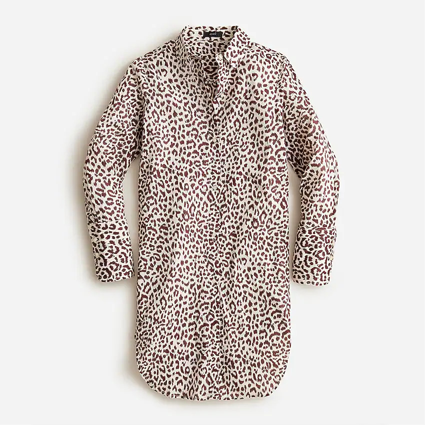 Cotton voile beach shirt in leopard print | J. Crew US
