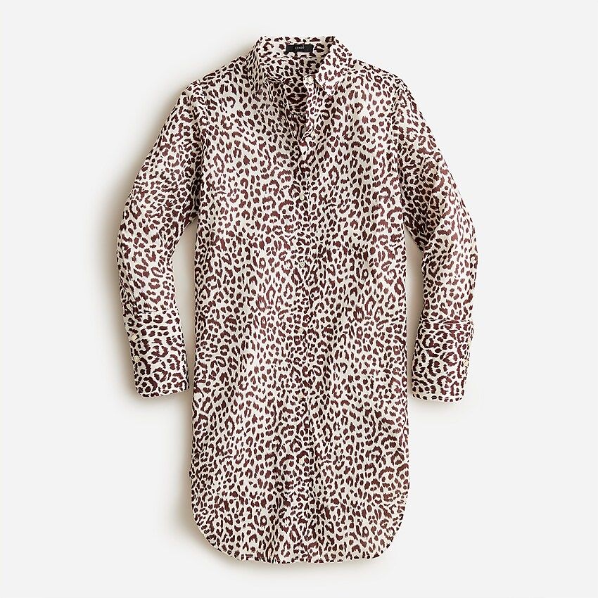 Cotton voile beach shirt in leopard print | J.Crew US