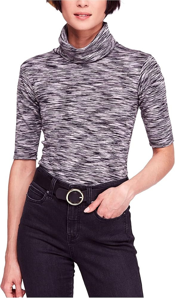 Free People Womens Sunshine Space Dye Elbow Sleeves Turtleneck Top Gray S | Amazon (US)