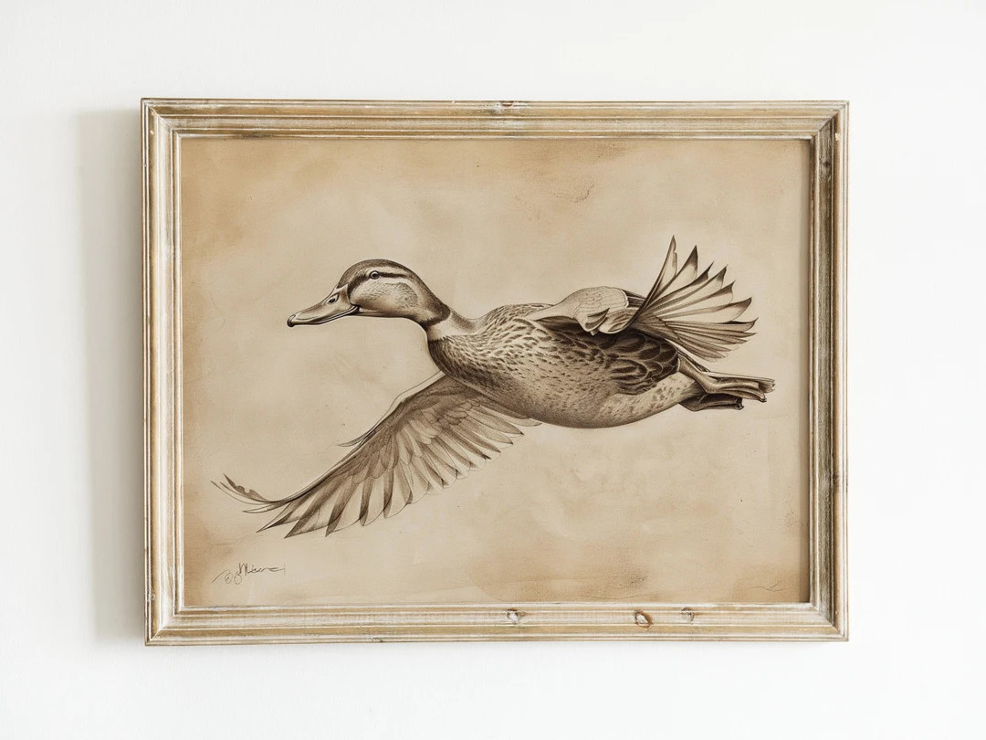 Vintage Duck Sketch Download, Boys Room Hunting Decor, Boy Nursery Wall Art, Rustic Farmhouse Cou... | Etsy (US)