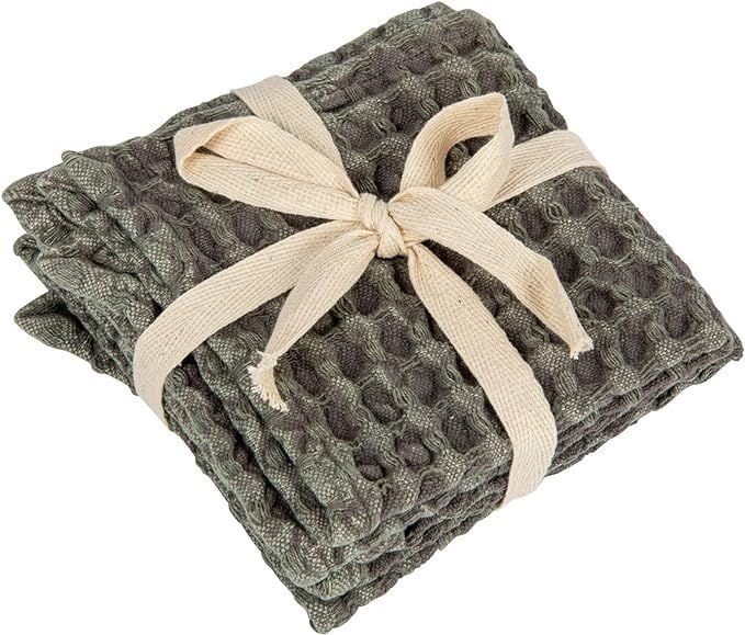 Bloomingville Square Cotton Waffle Weave, Set of 3, Charcoal Dish Cloth, Gray | Amazon (US)