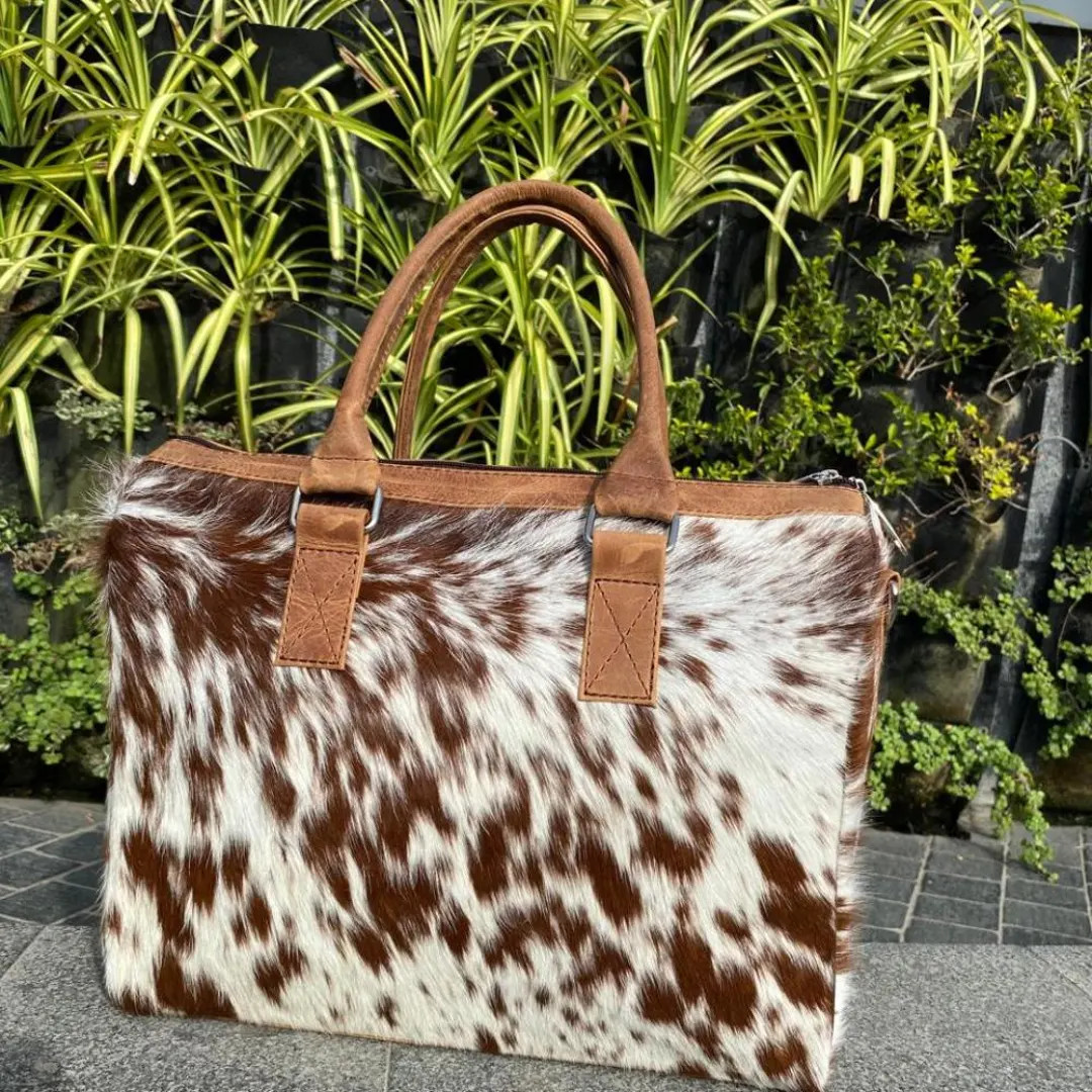 Handmade Cowhide Tote Bag: Hair-on Leather Shoulder Purse With Key Tag - Etsy | Etsy (US)