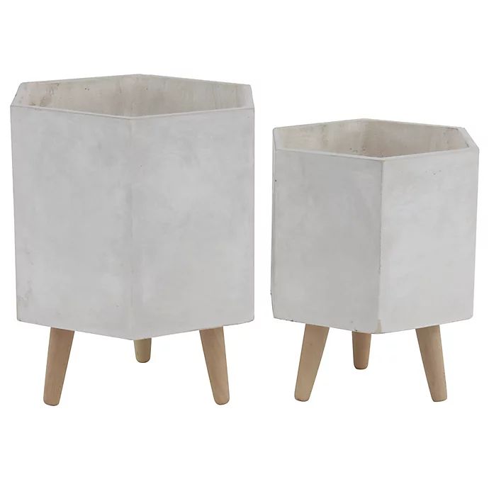 Ridge Road Decor CosmoLiving by Cosmopolitan Hexagonal Ceramic Planters in White (Set of 2) | Bed... | Bed Bath & Beyond