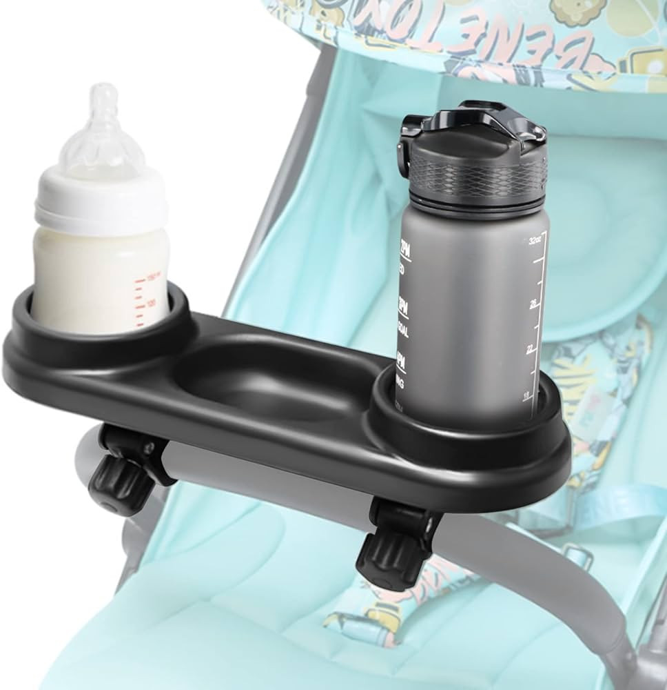 Stroller Snack Tray for 1.8" Flat Handrail Tubes, 3 in 1 Stroller Snack Attachment with Cup Holde... | Amazon (US)