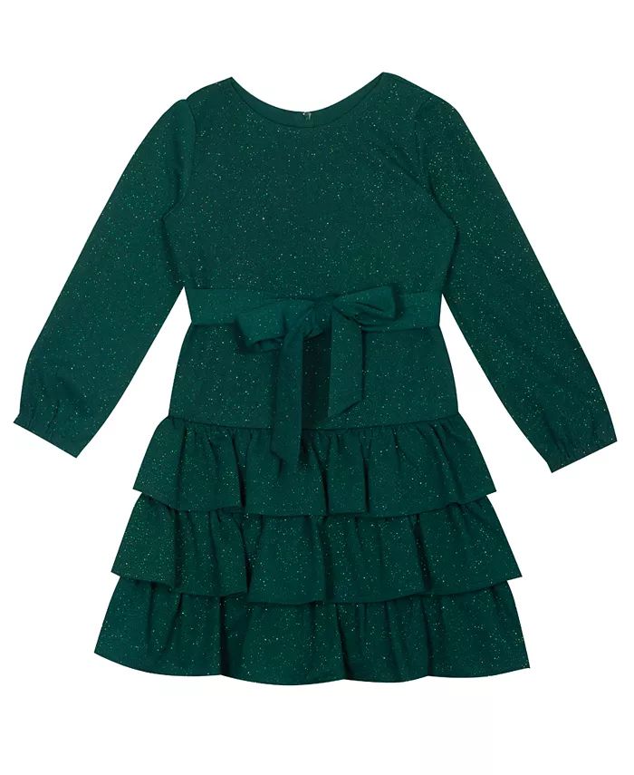 Toddler Girl Glitter Knit Dress with Tiered Ruffle Skirt | Macys (US)