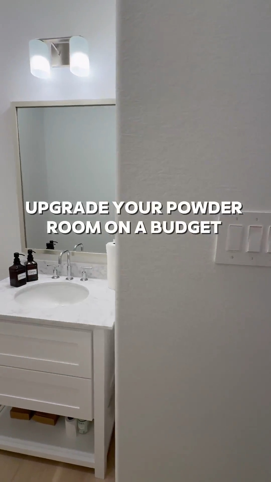 If you’re considering color drenching a room green, I’m telling you, THIS might be the perfect color for you … go for it! 🤍

Walls & Ceiling - flat finish
Baseboards - satin finish

I was apprehensive but I decided to paint the ceiling 😬 …. Surprisingly it made the room feel larger! 

I chose brass finishes to create a vintage feel…, modern vintage perhaps …??? 😆.. 

The mirror is 30x40 inches… 

I added a new light fixture and it now faces upward … which makes that wall feel taller!

I wasn’t in love with this builder grade vanity tbh😆, matter-fact, I wanted to change it… it wasn’t functional …but now i wanna keep it lol 😂… I added brass hardware, cute baskets, led light strips on the bottom and now it’s a whole new unit….. you can even add battery powered/rechargeable/plug in led light strips .. whatever fits your lifestyle 

Ok let’s talk about this stunning planter!!! …. We all love an olive tree don’t we? 😆 … and I wanted something tall and slim… this planter was… perfect plus it added to the moody feeling of the room 🥰

#bathroommakeover #powderroom #powderroomdesign #homedecorideas #beforeafter

#LTKSaleAlert #LTKStyleTip #LTKHome