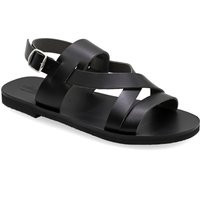 Black Leather Sandals For Men Open Toe Mens With Buckle Strap Gladiator Greek Strappy Summer Shoes Fisherman | Etsy (UK)