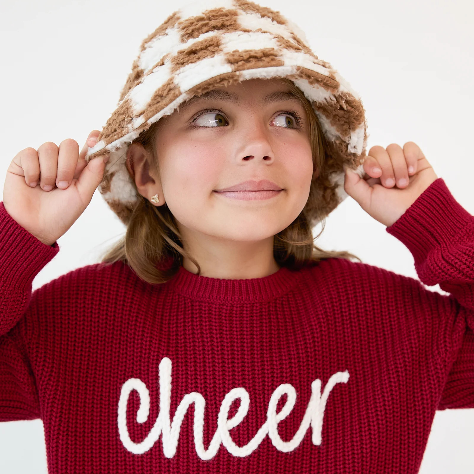 Caramel Checks Sherpa Bucket Hat | Little Sleepies