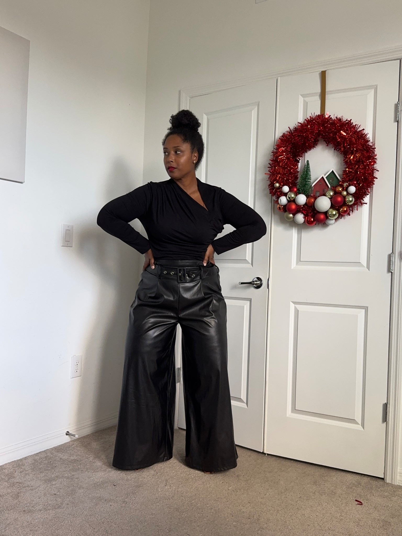 The pants are a little plasticky looking so I don’t think I would recommend but the top is really nice. Wearing 0x in both  

#LTKMidsize #LTKOver40