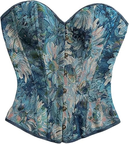WDIRARA Women's Floral Lace Up Overbust Corset Bustier Top Party Strapless Renaissance Tube Tops | Amazon (US)