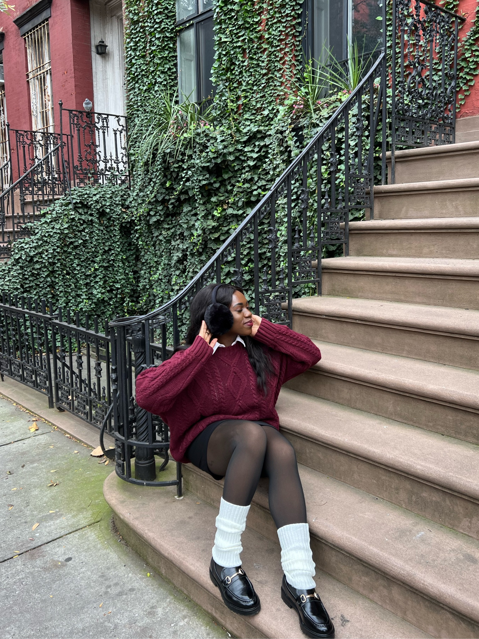 Winter outfit, chunky sweater, fleece lined tights, loafers, leg warmers, skirt outfit 

#LTKsalealert #LTKfindsunder100 #LTKSeasonal