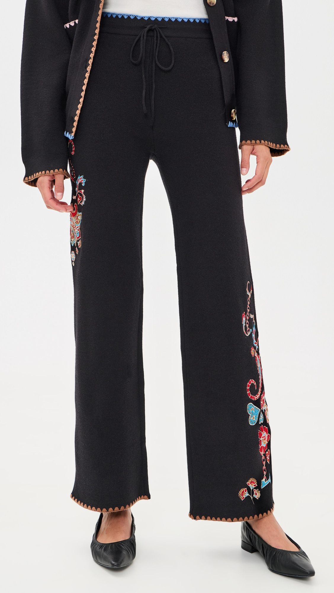 Never Fully Dressed Paisley Wide Leg Pants Black M | Shopbop