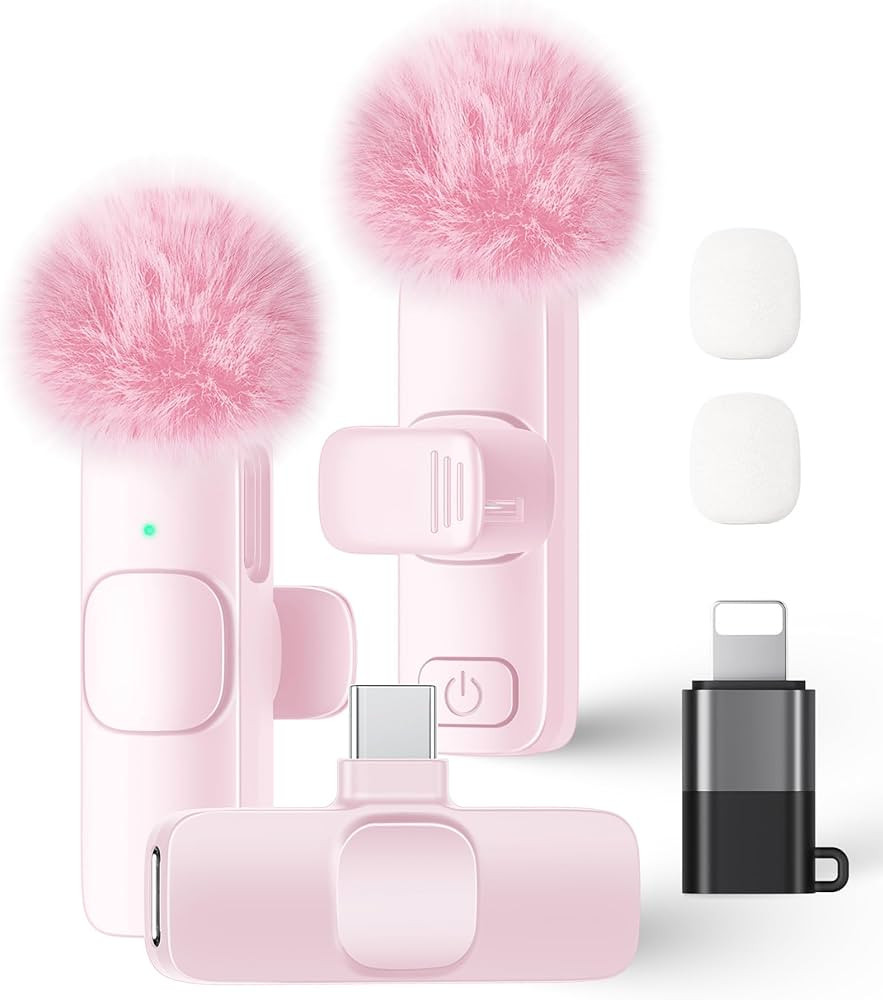 Wireless Lavalier Microphone for iPhone iPad and Android Phone, 2 Pack Lapel Mic Plug and Play Wi... | Amazon (US)