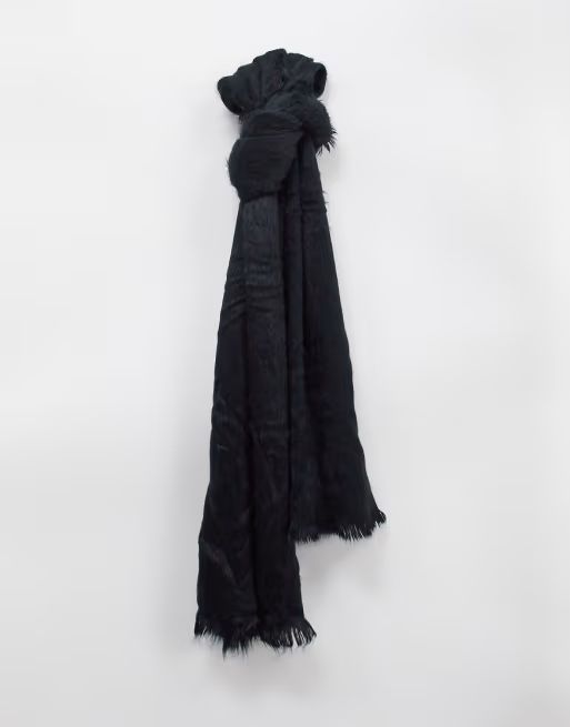 Glamorous super soft oversized scarf with fringe edging in black | ASOS (Global)