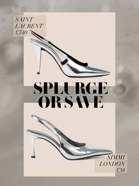 Saint Laurent Vs Simms London 🪩
Saint Laurent Blade 90 metallic leather slingback pumps | Silver shoes | Pointed toe heels | Party shoes | Metallic trend slingbacks 

#LTKU #LTKparties #LTKshoecrush