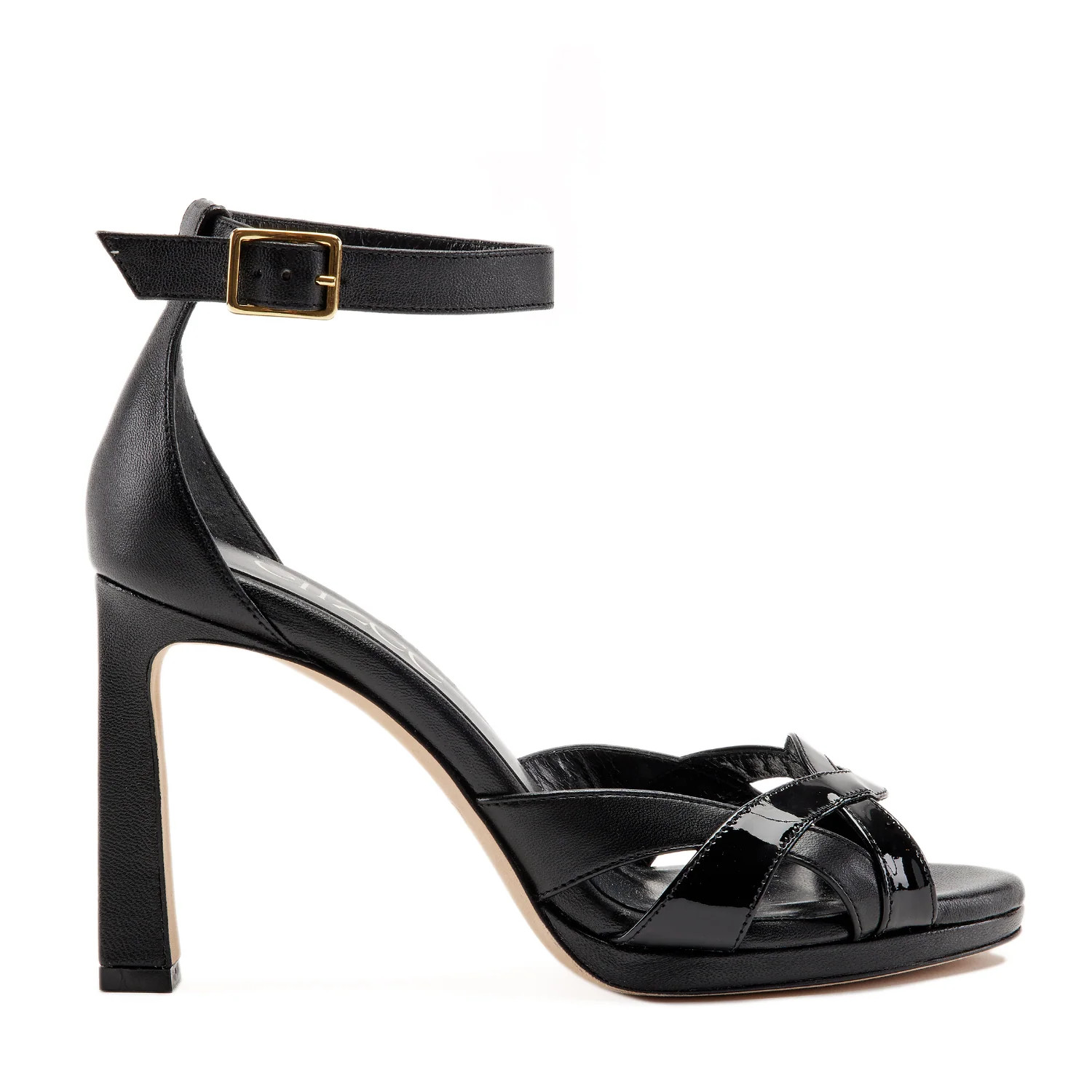 Rhea Sandal | Black Leather Platform Heels | Eliz\u00e9e Shoes | Elizée 