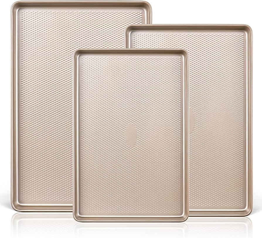 HONGBAKE Baking Sheet Pan Set, Cookie Sheets for Oven, Nonstick Half/Quarter/Jelly Roll Pans with... | Amazon (US)