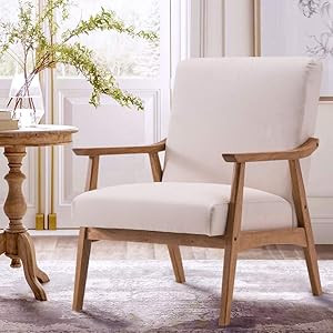 JOYBASE Mid-Century Retro Modern Accent Chair - Wood Frame and Fabric Upholstered, Arm Chair for Liv | Amazon (US)